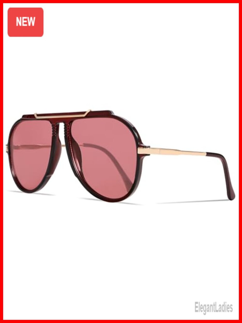 Oversized Aviator Sunglasses Retro Gold Metal Tangle-Free UV400 Protection